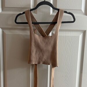 Tan Ribbed Women's Crop Top